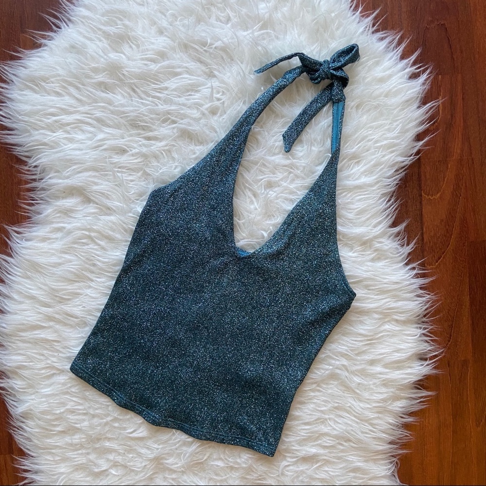Topshop Sparkle Halter Top
